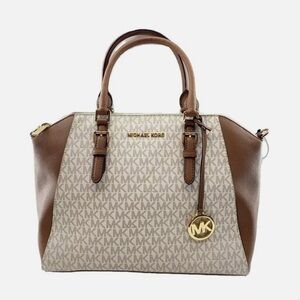Michael Kors Brown and Cream 2 way PVC Tote Bag
